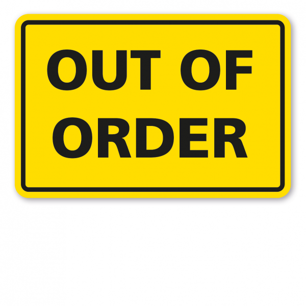 Warnschild / Textschild Out of order