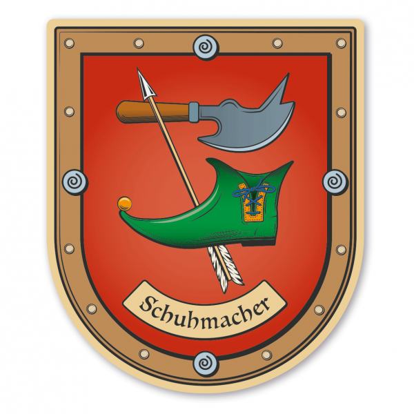 Maibaumschild / Zunftwappen Schuhmacher - mit Pfeil - mit Zunftnamen oder Ihrem Wunschtext - Wappen B