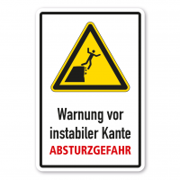 Warnschild Warnung vor instabiler Kante - Klippenkante - Absturzgefahr - Kombi - ISO 20712-1 - WSW010-K Warnschild Warnung vor instabiler Kante - Klippenkante - Absturzgefahr - Kombi - ISO 20712-1 - WSW010-K