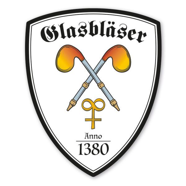 Zunftwappen Glasbläser - Glasmacher mit Zunftnamen, Gründungsjahr oder Ihrem Wunschtext - Maibaumschild - Wappen W