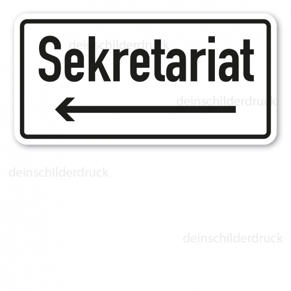 Textschild Sekretariat - mit Pfeil linksweisend