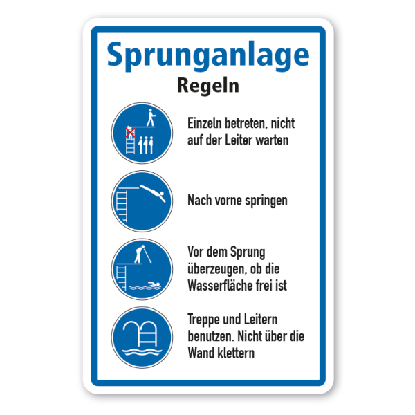 Schild Sprunganlage-Regeln - mit Sicherheitszeichen