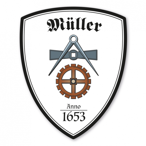 Maibaumschild / Zunftwappen Müller - Mühle mit Zunftnamen, Gründungsjahr oder Ihrem Wunschtext - Wappen W