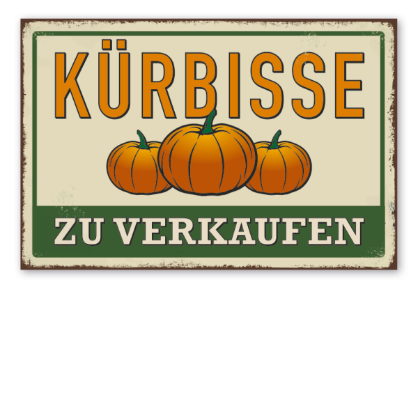 Retro Farmhouse Schild Kürbisse zu verkaufen - Hofschild