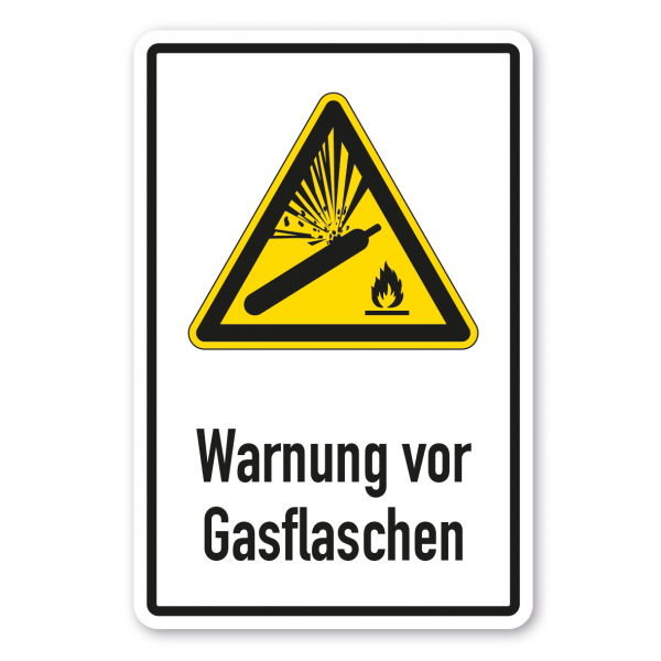 Warnschild Warnung vor Gasflaschen - Kombi - ISO 7010 - W0029-K