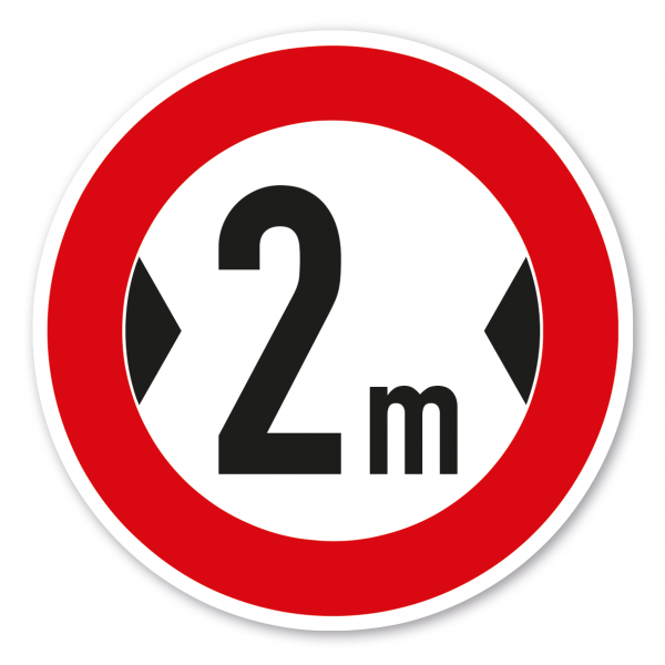 Verkehrsschild Verbot für Fahrzeuge über angegebene Breite einschließlich Ladung - 2 m - individuelle Angabe – VZ 264