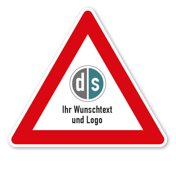Verkehrsschild Achtung - mit Ihrem Logo und Wunschtext – VZ-PR-IND-01