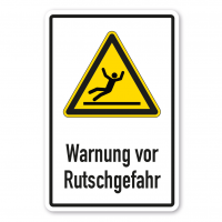 Warnschild Warnung vor Rutschgefahr - Kombi - ISO 7010 - W0011-K Warnschild Warnung vor Rutschgefahr - Kombi - ISO 7010 - W0011-K
