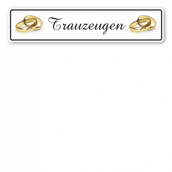 Hochzeitsschild Trauzeugen – mit goldenen Ringen