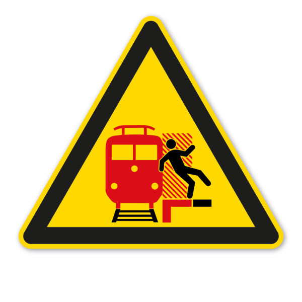 Verkehrsschild Bahnsteigschild Warnung vor ein- und durchfahrenden Zügen – VZ-PR-265