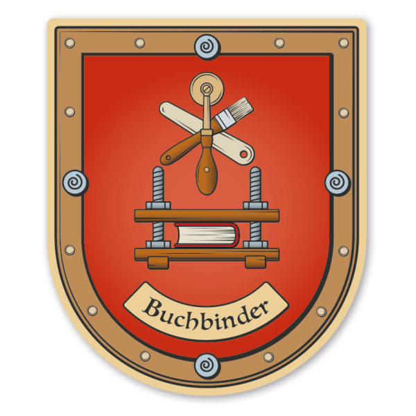 Maibaumschild / Zunftwappen Buchbinder - mit Zunftnamen oder Ihrem Wunschtext - Wappen B