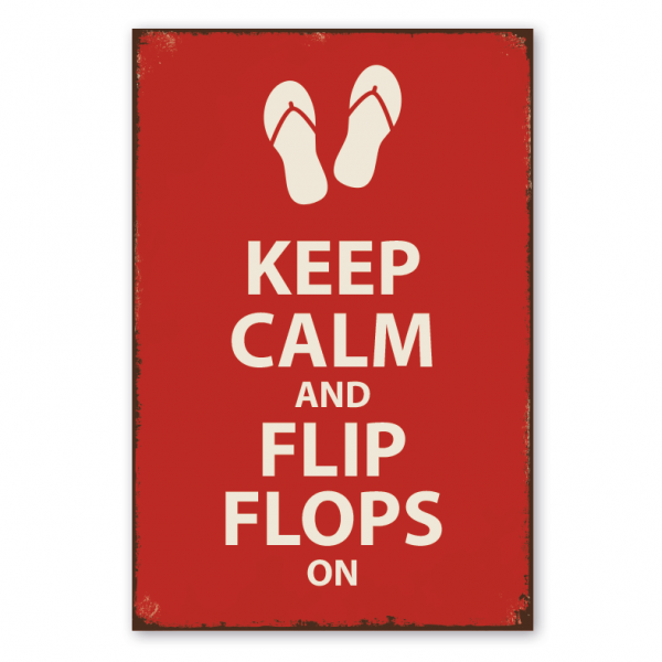 Retro Schild Keep calm and Flip Flops on
