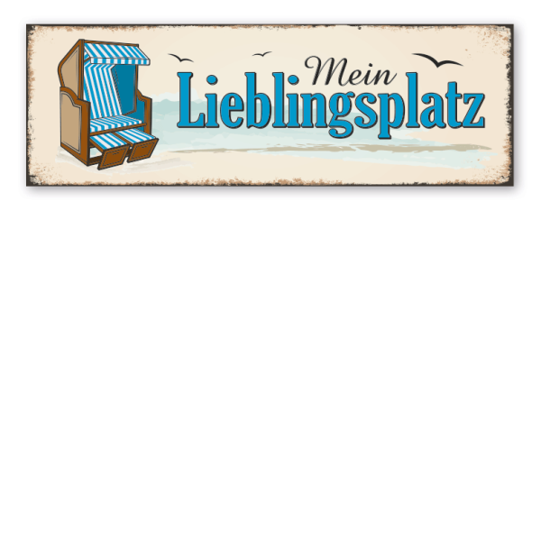 Retro Schild Mein Lieblingsplatz - Strandkorb