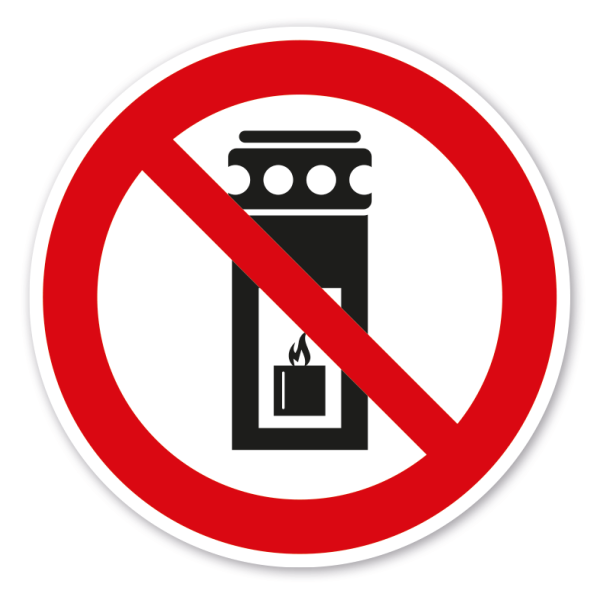 Verbotszeichen Offenes Feuer, Kerzen und Grablichter verboten