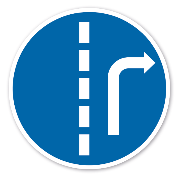 Verkehrsschild Vorgeschriebene Fahrtrichtung rechts - mit Mittelstreifen – VZ-PR-123