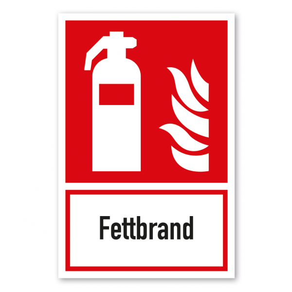 Brandschutzschild Feuerlöscher Fettbrand - Kombi - ISO 7010 - F001-K-02