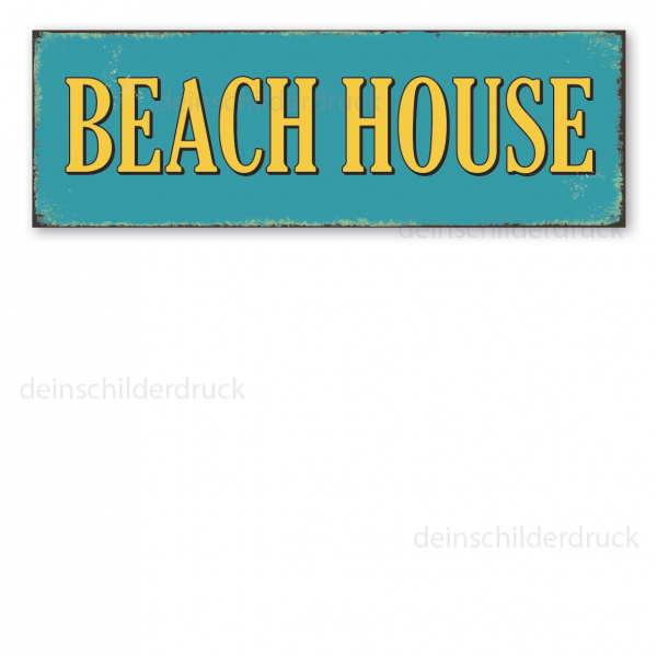 Retro Schild Beach House