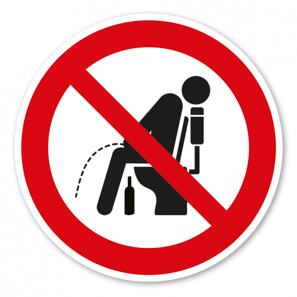 Lustiges Verbotszeichen Betrunken im Sitzen urinieren (Besoffen, Pinkeln, Pissen) ist verboten