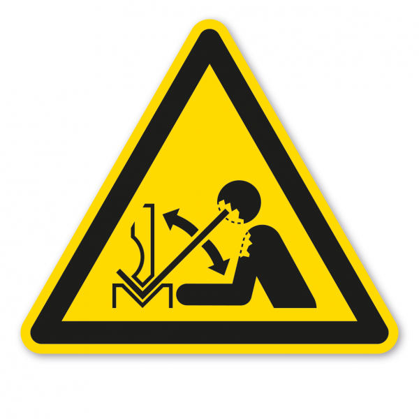 Warnzeichen Warnung vor hochschnellendem Werkstück in einer Presse – ISO 7010 - W032