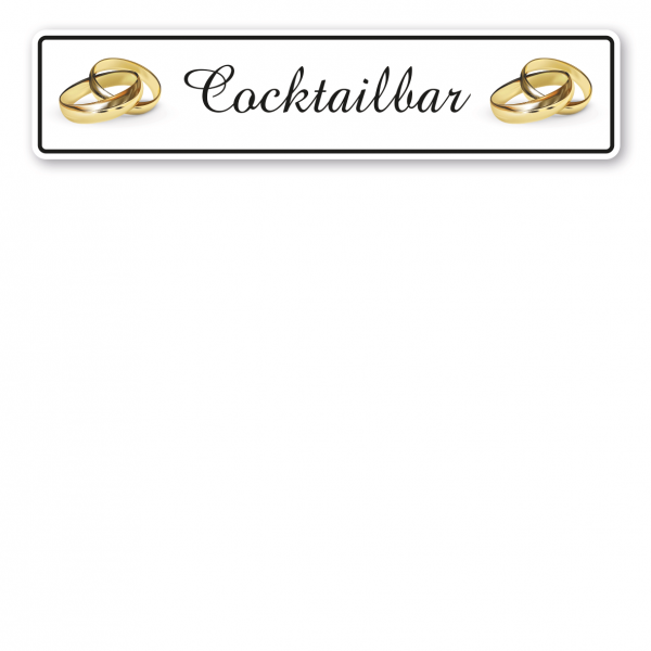 Hochzeitsschild Cocktailbar – mit goldenen Ringen