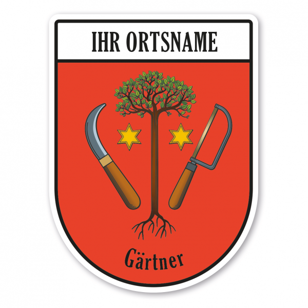 Maibaumschild / Zunftwappen Gärtner mit Zunftnamen, Ortsnamen oder Ihrem Wunschtext - Wappen BL