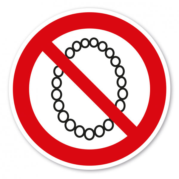 Verbotszeichen Bedienung mit Halskette ist verboten