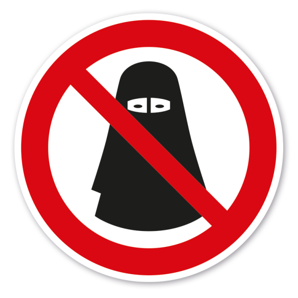 Verbotszeichen Verschleierungsverbot - Burka - Niqab verboten