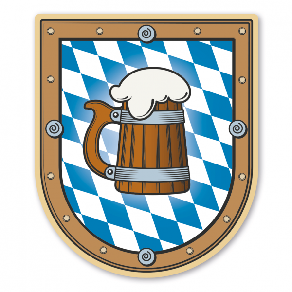 Maibaumschild / Zunftwappen mit bayerischem Rautenmuster und Bierkrug - Wappen B