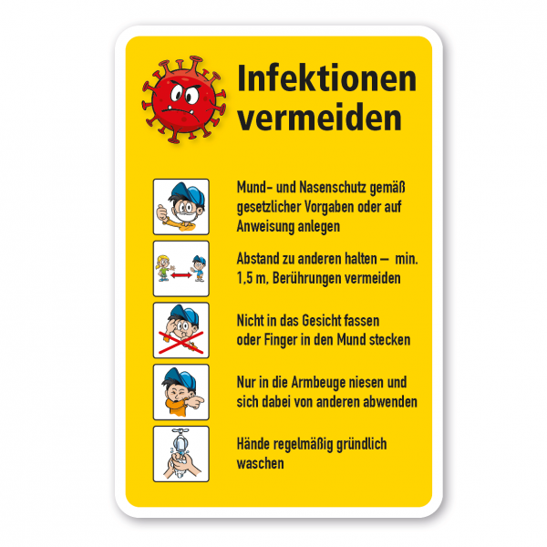 Spielplatz-Zusatzschild Infektionen vermeiden - Hygieneregeln - Schilderserie SP-01