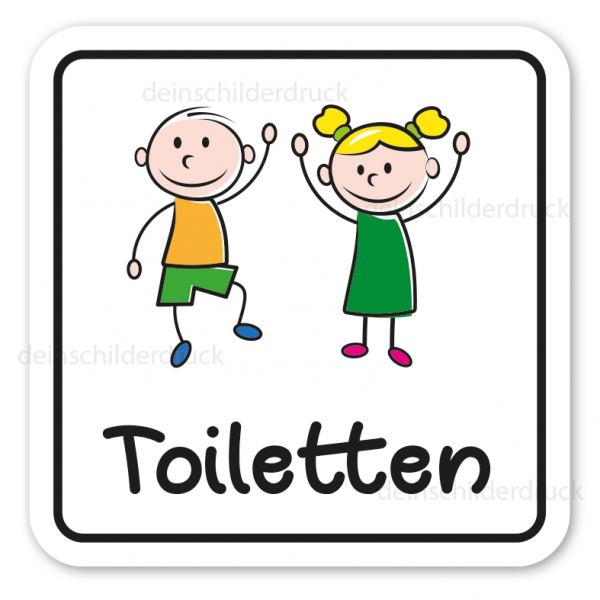 Schild für Kindertoiletten Toiletten - mit Symbol Junge und Mädchen