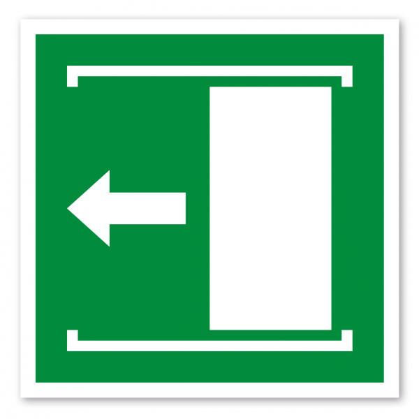 Rettungszeichen Tür zum Öffnen nach links gleiten lassen - ISO 7010 - E0034