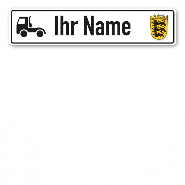 Truck / LKW - Schild mit Wunschtext und Bundeslandwappen - Baden-Württemberg