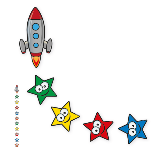 Mehrteiliger Bodenkleber - Sternenpfad - Sterne mit Gesicht - Bewegungspfad-Set - BWP-01-SET-25