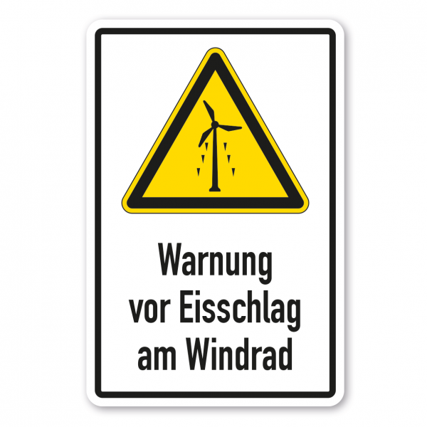 Warnschild Warnung vor Eisschlag am Windrad - Kombi