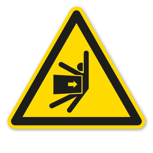 Warnzeichen Warnung vor seitlicher Krafteinwirkung auf Körper - Body crush - Force from side