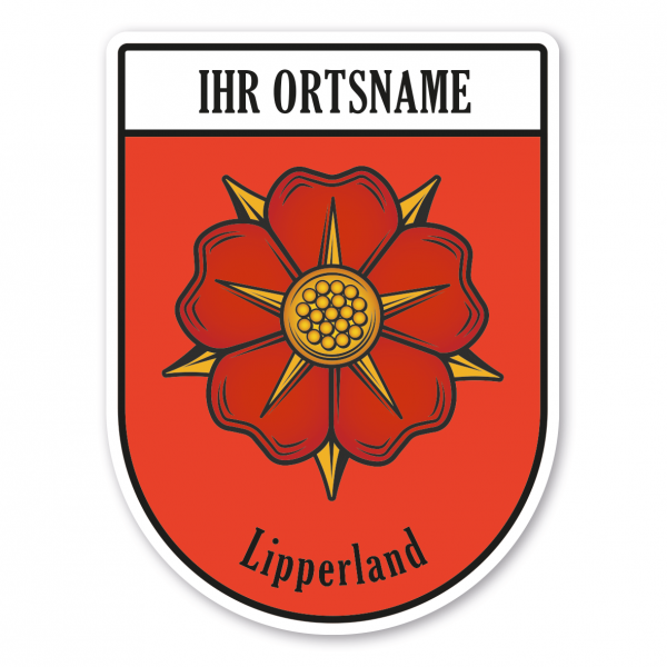Maibaumschild / Zunftwappen Lipperland - Lippische Rose - Kreis Lippe - mit Zunftnamen, Ortsnamen oder Ihrem Wunschtext - Wappen BL