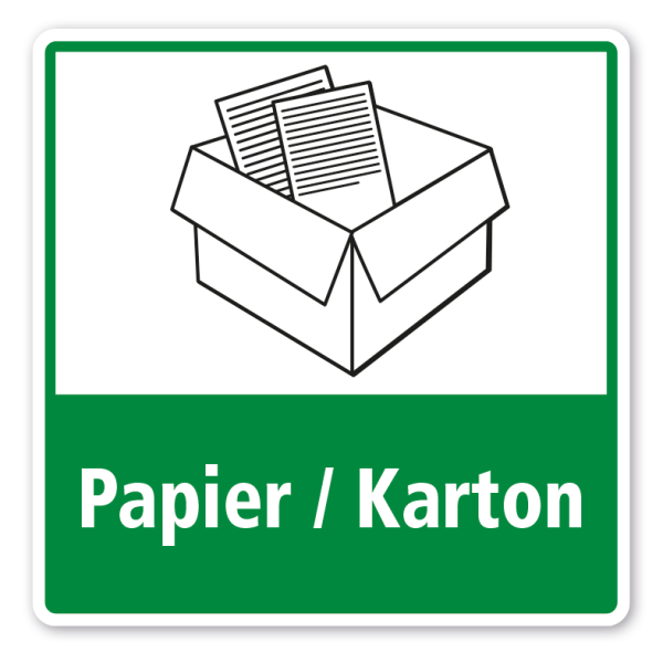 Schild zur Abfalltrennung - Papier - Karton