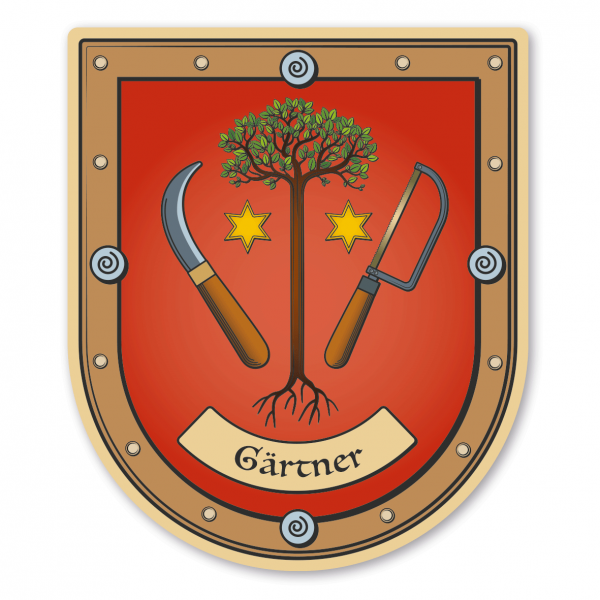Maibaumschild / Zunftwappen Gärtner mit Zunftnamen oder Ihrem Wunschtext - Wappen B