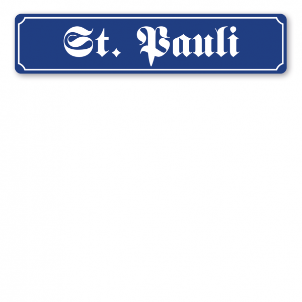 Straßenschild St. Pauli in altdeutscher Ausführung