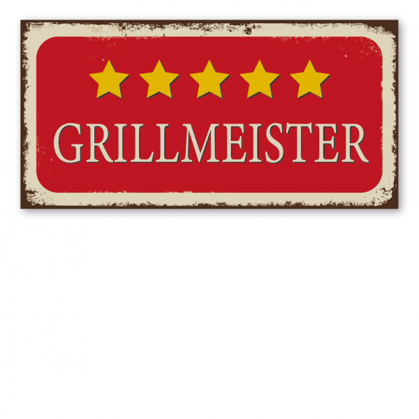 Retroschild / Vintage-Spruchschild Grillmeister - mit Sternen