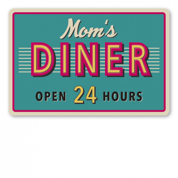 Retroschild / Vintage-Diner-Schild Mom's Diner - Open 24 Hours