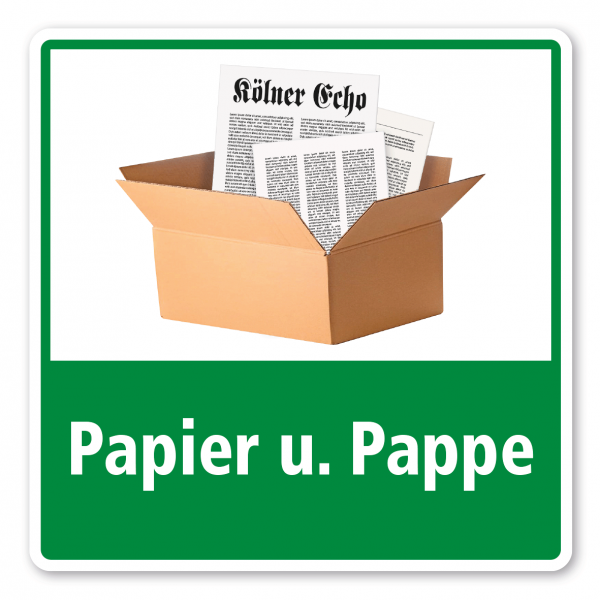 Schild zur Abfallentsorgung - Recycling Papier-u.-Pappe