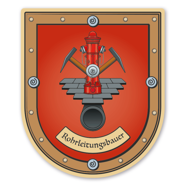Maibaumschild / Zunftwappen Rohrleitungsbauer - mit Zunftnamen oder Ihrem Wunschtext - Wappen B