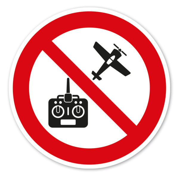 Verbotszeichen Fliegen mit Modellflugzeugen verboten
