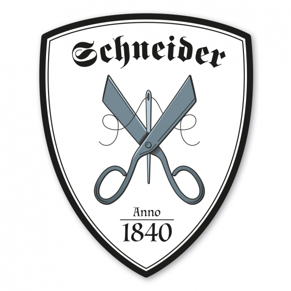 Maibaumschild / Zunftwappen Schneider mit Zunftnamen, Gründungsjahr oder Ihrem Wunschtext - Wappen W