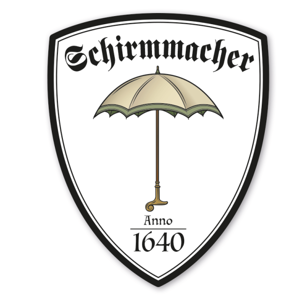 Zunftwappen Tambourchor - Schirmmacher mit Zunftnamen, Gründungsjahr oder Ihrem Wunschtext - Maibaumschild - Wappen W