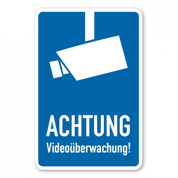 Hinweisschild Achtung Videoüberwachung - blau - Kombi