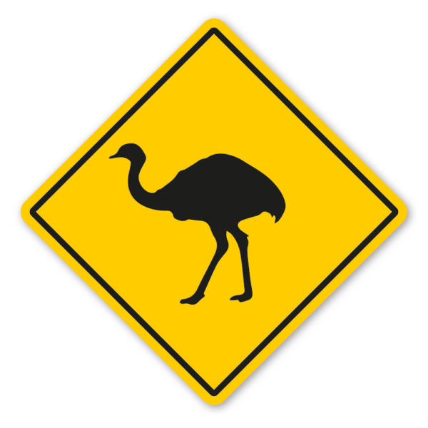 Australisches Warnschild / Verkehrsschild Achtung Emu