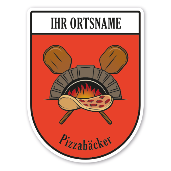 Maibaumschild / Zunftwappen Pizzabäcker mit Zunftnamen, Ortsnamen oder Ihrem Wunschtext - Wappen BL