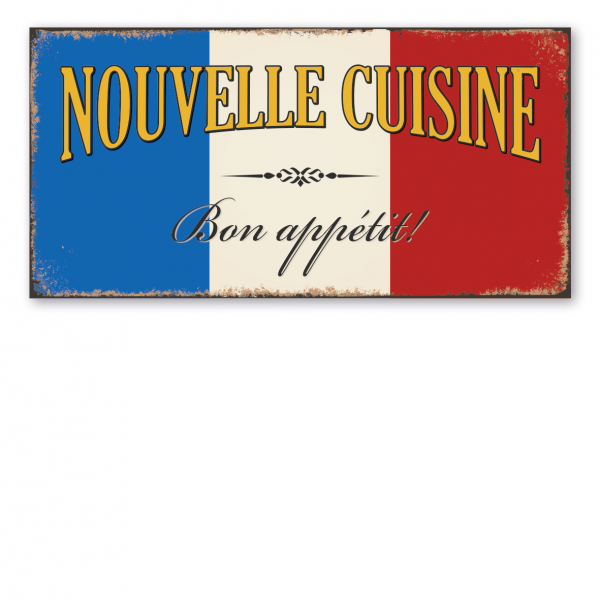 Retro Schild / Vintage-Küchenschild Nouvelle Cuisine - Bon Appétit